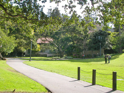 the faculty glade, with the Men's Faculty Club in the background
